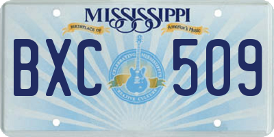 MS license plate BXC509