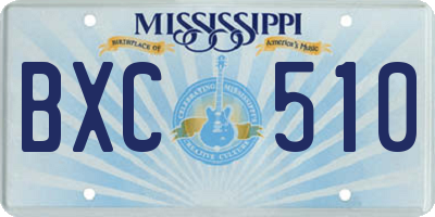 MS license plate BXC510