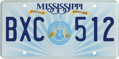 MS license plate BXC512