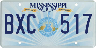 MS license plate BXC517