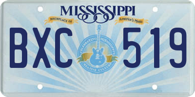 MS license plate BXC519