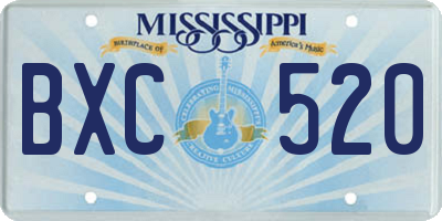 MS license plate BXC520
