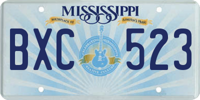 MS license plate BXC523