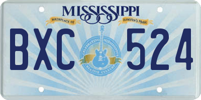 MS license plate BXC524