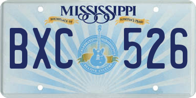 MS license plate BXC526