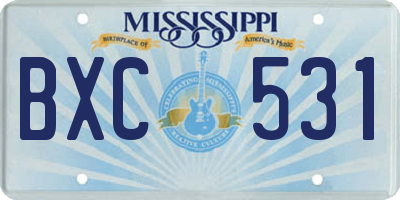 MS license plate BXC531
