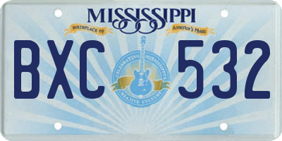 MS license plate BXC532