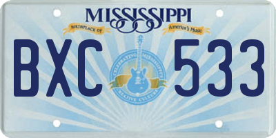 MS license plate BXC533