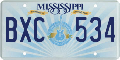 MS license plate BXC534