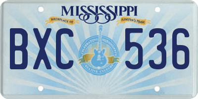 MS license plate BXC536