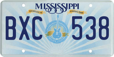 MS license plate BXC538