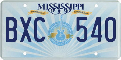 MS license plate BXC540