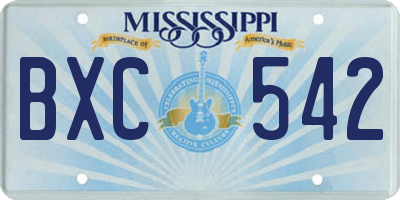 MS license plate BXC542