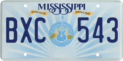 MS license plate BXC543