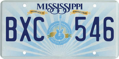MS license plate BXC546