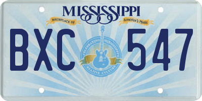 MS license plate BXC547