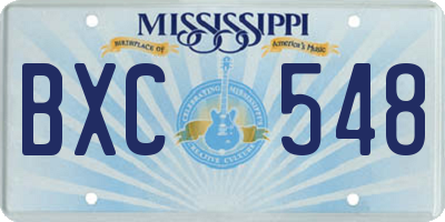 MS license plate BXC548