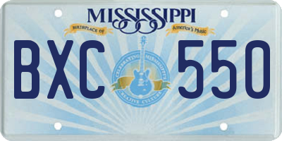 MS license plate BXC550