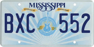 MS license plate BXC552