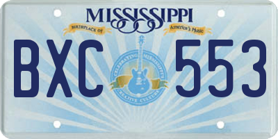 MS license plate BXC553