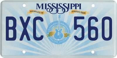 MS license plate BXC560