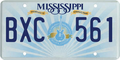 MS license plate BXC561