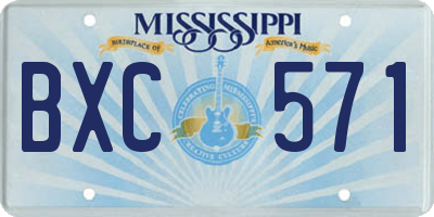 MS license plate BXC571