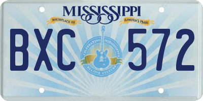 MS license plate BXC572