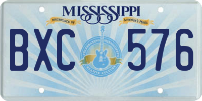 MS license plate BXC576