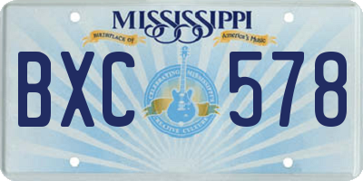 MS license plate BXC578