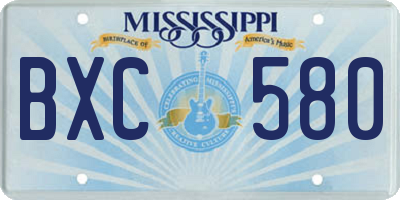 MS license plate BXC580
