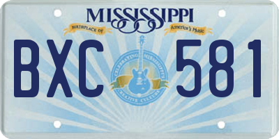 MS license plate BXC581