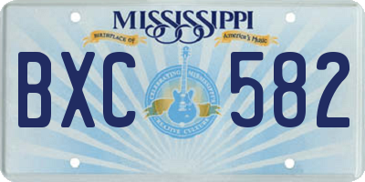 MS license plate BXC582