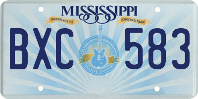 MS license plate BXC583