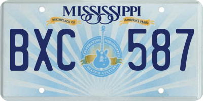 MS license plate BXC587