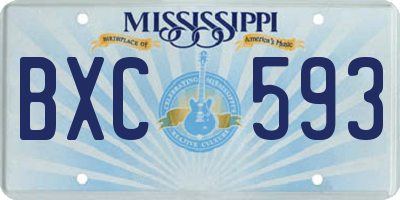 MS license plate BXC593