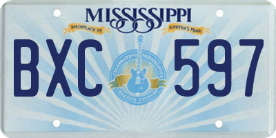 MS license plate BXC597