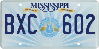 MS license plate BXC602