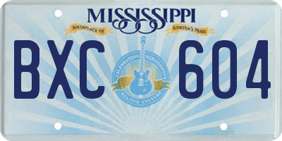 MS license plate BXC604