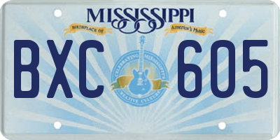 MS license plate BXC605