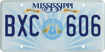 MS license plate BXC606