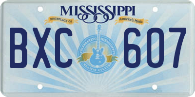 MS license plate BXC607