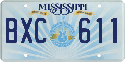 MS license plate BXC611