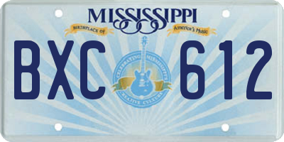 MS license plate BXC612