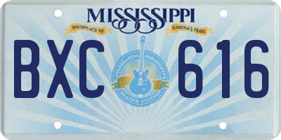 MS license plate BXC616