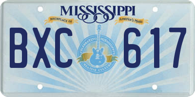 MS license plate BXC617