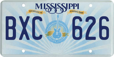 MS license plate BXC626