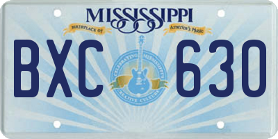 MS license plate BXC630