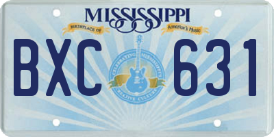 MS license plate BXC631