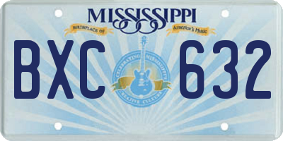 MS license plate BXC632